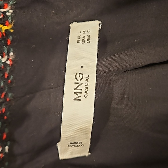 💕MANGO💕 Buttons Tweed Blazer ~ Multi-Color Plaid Print US Medium - Picture 14 of 15